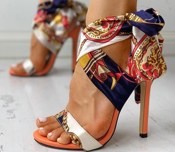 colorful silk bandage sandals for women stiletto heel summer gladiators with box, Black
colorful silk bandage sandals for women stiletto heel summer gladiators with box, Black