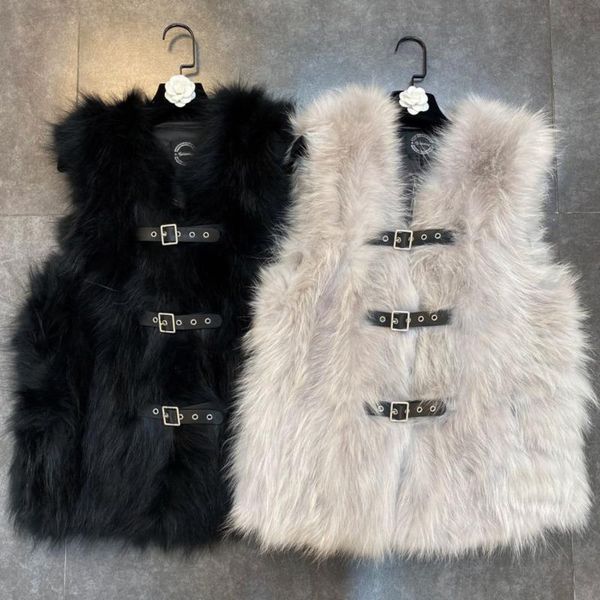 women's fur & faux deat 2021 autumn winter women fashion v-neck sleeveless leather buckle decoration real thicked vest rc653, Black
women's fur & faux deat 2021 autumn winter women fashion v-neck sleeveless leather buckle decoration real thicked vest rc653, Black