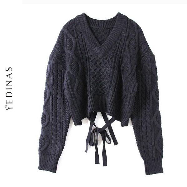 women's sweaters yedinas 2021 autumn winter sweater women and pullovers pull femme long sleeve lace up black jumper female knitted, White;black
women's sweaters yedinas 2021 autumn winter sweater women and pullovers pull femme long sleeve lace up black jumper female knitted, White;black