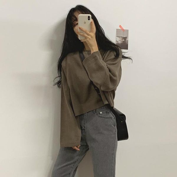 women's sweaters 2021 autumn-winter ins solid color korean harajuku retro sweater pullover, White;black
women's sweaters 2021 autumn-winter ins solid color korean harajuku retro sweater pullover, White;black
