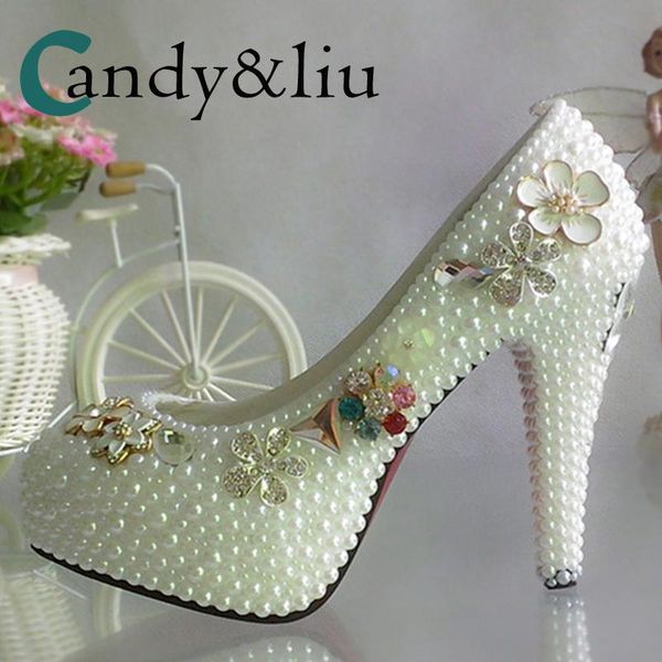 dress shoes white pearl wedding crystal flower super high heel spike women pumps with platform round toe party banquet evening, Black
dress shoes white pearl wedding crystal flower super high heel spike women pumps with platform round toe party banquet evening, Black