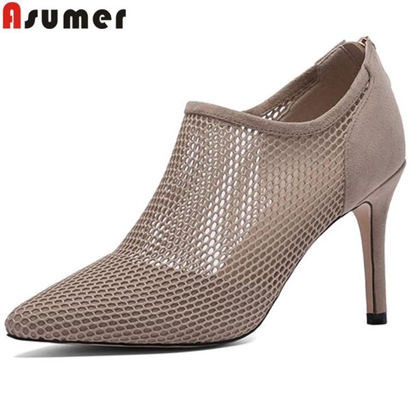 dress shoes asumer 2021 pumps women pointed toe zip genuine leather high heels hollowing out elegant ladies, Black
dress shoes asumer 2021 pumps women pointed toe zip genuine leather high heels hollowing out elegant ladies, Black