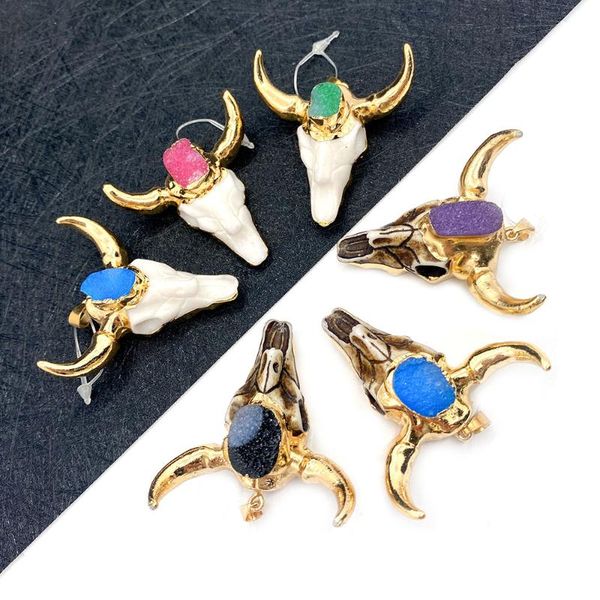 charms natural stone crystal pendant necklace acrylic white coffee color jewelry bull head shape diy making accessories, Bronze;silver
charms natural stone crystal pendant necklace acrylic white coffee color jewelry bull head shape diy making accessories, Bronze;silver