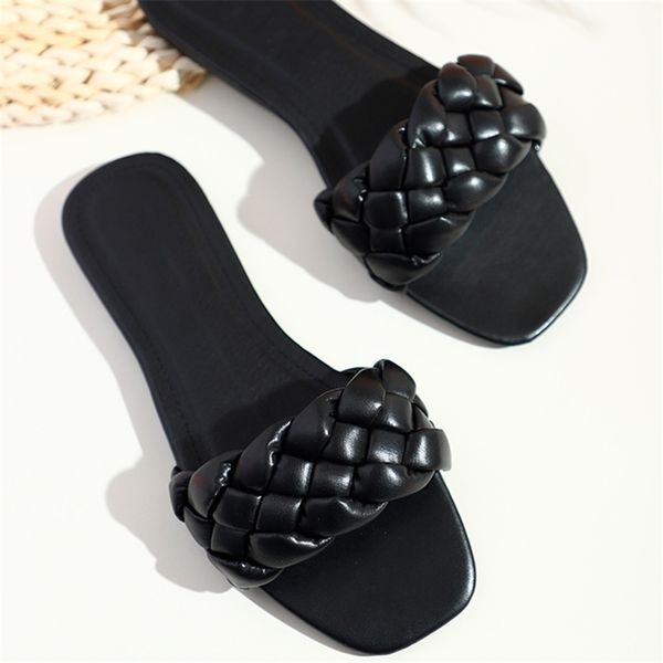 women slip on pu leather slippers ladies soft bottom summer fashion flat slipper casual shoes square toe female footwear 211023, Black
women slip on pu leather slippers ladies soft bottom summer fashion flat slipper casual shoes square toe female footwear 211023, Black