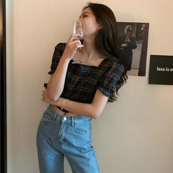 women's t-shirt t-shirts women plaid crop butterfly sleeve square collar vintage n preppy style sweet cute girls leisure elegant, White
women's t-shirt t-shirts women plaid crop butterfly sleeve square collar vintage n preppy style sweet cute girls leisure elegant, White