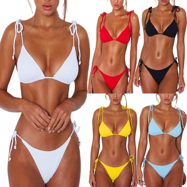 2pcs women summer swimwear bikini set bra tie side g-string thong beach triangle suit swimsuit bathing swimming women's, White;black
2pcs women summer swimwear bikini set bra tie side g-string thong beach triangle suit swimsuit bathing swimming women's, White;black