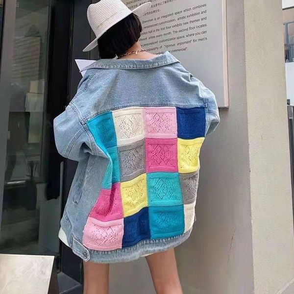 women's jackets vintage knitted color contrast patchwork denim jacket women washed blue coat autumn 2021 casual lapel long sleeve jeans, Black;brown
women's jackets vintage knitted color contrast patchwork denim jacket women washed blue coat autumn 2021 casual lapel long sleeve jeans, Black;brown