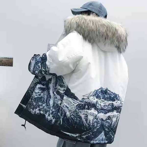 men's large down et, winter thick detachable fur hoodie, mountain print coat, m-5xl, Black
men's large down et, winter thick detachable fur hoodie, mountain print coat, m-5xl, Black