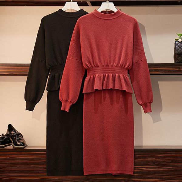 two piece dress plus size office lady elegant warm knit suit autumn women set ruffles sweater and midi pencil skirt solid 2 pcs, White
two piece dress plus size office lady elegant warm knit suit autumn women set ruffles sweater and midi pencil skirt solid 2 pcs, White