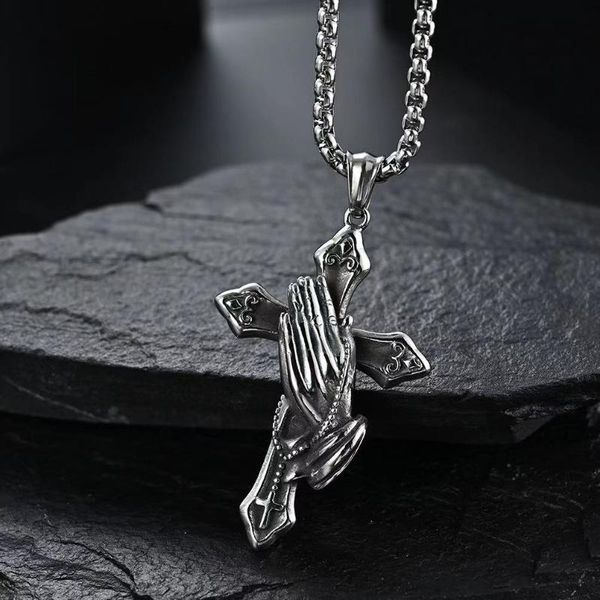 religious jewelry antique color praying hands pendant chain necklace gifts for men women necklaces, Silver
religious jewelry antique color praying hands pendant chain necklace gifts for men women necklaces, Silver