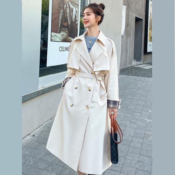 women's trench coats mid-length korean women loose casual coat elegant lapel long sleeve autumn 2021 double breasted beige black windbr, Tan;black
women's trench coats mid-length korean women loose casual coat elegant lapel long sleeve autumn 2021 double breasted beige black windbr, Tan;black