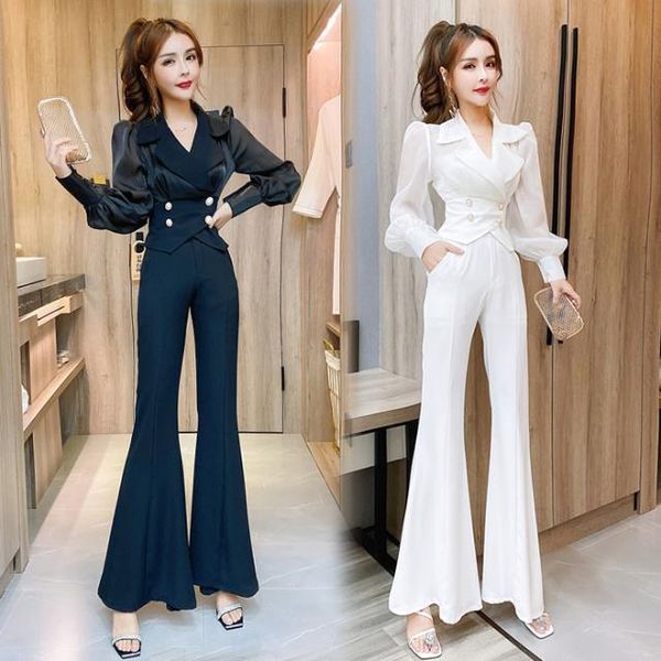 women's two piece pants women 2021 spring autumn set female double breasted blouse + high waist suit streetwear 2 sets b237, White
women's two piece pants women 2021 spring autumn set female double breasted blouse + high waist suit streetwear 2 sets b237, White