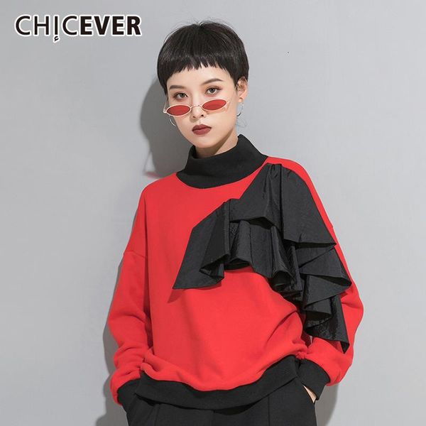 women's hoodies & sweatshirts chicever black patchwork sweatshirt for women turtleneck long sleeve plus size loose casual female autumn
women's hoodies & sweatshirts chicever black patchwork sweatshirt for women turtleneck long sleeve plus size loose casual female autumn