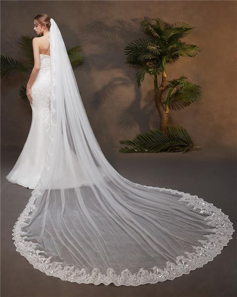 bridal veils lace wedding sparkling sequins long veil with comb white ivory 5 meters bride accessories, Black
bridal veils lace wedding sparkling sequins long veil with comb white ivory 5 meters bride accessories, Black