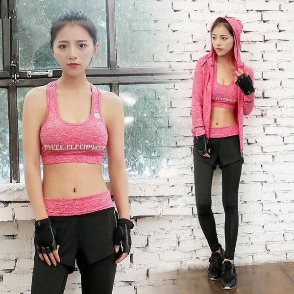 two piece dress gym running wear women's lady clothing set spring and summer quick-drying long sleeve jacket bra tights of three, White
two piece dress gym running wear women's lady clothing set spring and summer quick-drying long sleeve jacket bra tights of three, White