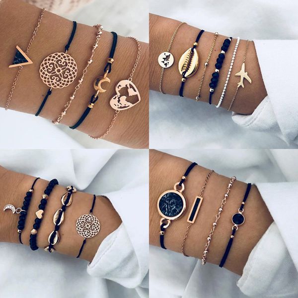 nieuwe bohemian zwart touw ketting armband set voor vrouwen vliegtuigen shell maan hart crystal charm bangle boho sieraden, Golden;silver
nieuwe bohemian zwart touw ketting armband set voor vrouwen vliegtuigen shell maan hart crystal charm bangle boho sieraden, Golden;silver