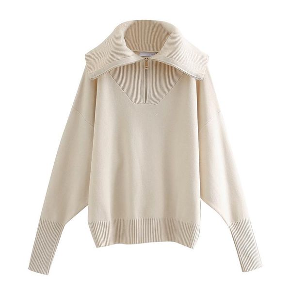 women's sweaters autumn and winter lapel knitted sweater solid color zipper pullover loose, White;black
women's sweaters autumn and winter lapel knitted sweater solid color zipper pullover loose, White;black
