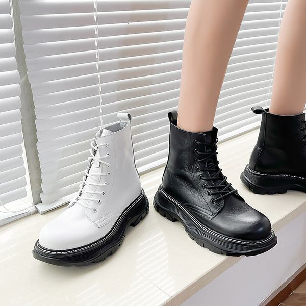 first layer cowhide martin 2021 women's sho versatile thick soled spring british short boots fashion, Black
first layer cowhide martin 2021 women's sho versatile thick soled spring british short boots fashion, Black
