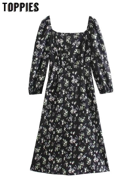 ies new women black dress vintage print long sleeve dresses women square collar vestidos 210412, Black;gray
ies new women black dress vintage print long sleeve dresses women square collar vestidos 210412, Black;gray