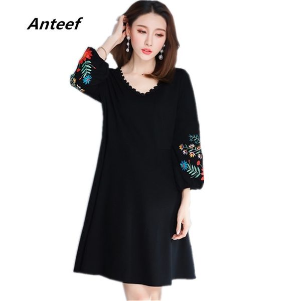 black cotton plus size vintage embroidery floral women casual loose midi spring autumn dress elegant clothes ladies dresses 210517, Black;gray
black cotton plus size vintage embroidery floral women casual loose midi spring autumn dress elegant clothes ladies dresses 210517, Black;gray