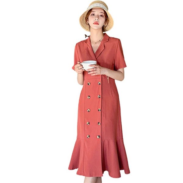fashion dress summer style fishtail waist suit collar long skirt is thin temperament women's 210520, Black;gray
fashion dress summer style fishtail waist suit collar long skirt is thin temperament women's 210520, Black;gray
