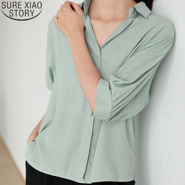 casual short sleeve blouse summer plus size loose v-neck chiffon shirts women solid pullover clothing blusas 10183 210417, White
casual short sleeve blouse summer plus size loose v-neck chiffon shirts women solid pullover clothing blusas 10183 210417, White