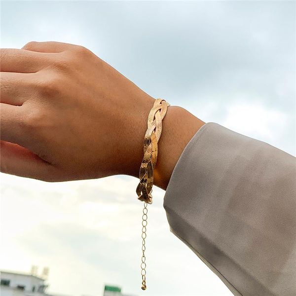 link, chain unique twisted flat snake bracelet vintage simple geometric crossed link bangle punk charm women jewelry, Black
link, chain unique twisted flat snake bracelet vintage simple geometric crossed link bangle punk charm women jewelry, Black