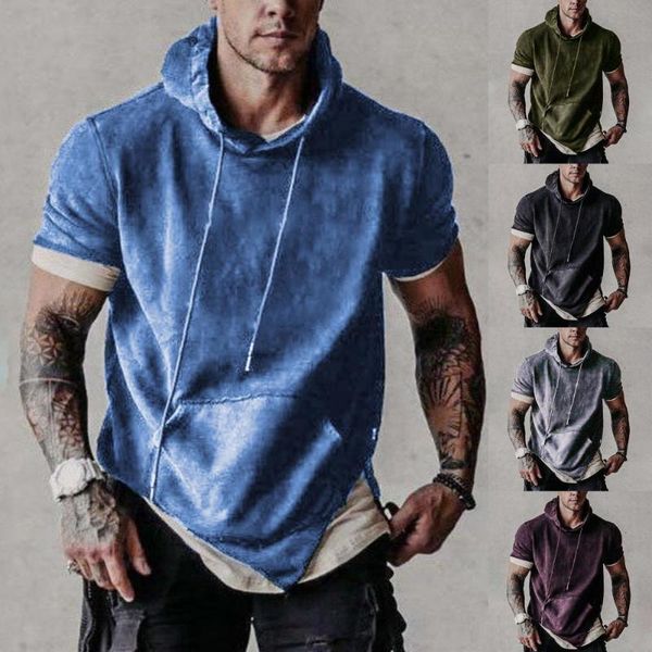 men t-shirt fashion short sleeve o neck summer solid color for shopping pocket hooded men's t-shirts, White;black
men t-shirt fashion short sleeve o neck summer solid color for shopping pocket hooded men's t-shirts, White;black