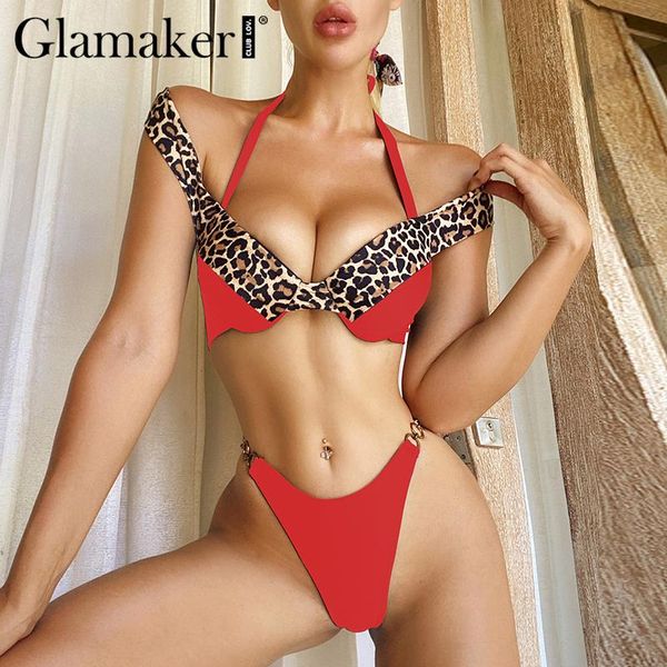 glamaker leopard print backless mujer swimsuit women lace up brazilian thong bikinis high cut red swimwear bathing suit women's, White;black
glamaker leopard print backless mujer swimsuit women lace up brazilian thong bikinis high cut red swimwear bathing suit women's, White;black