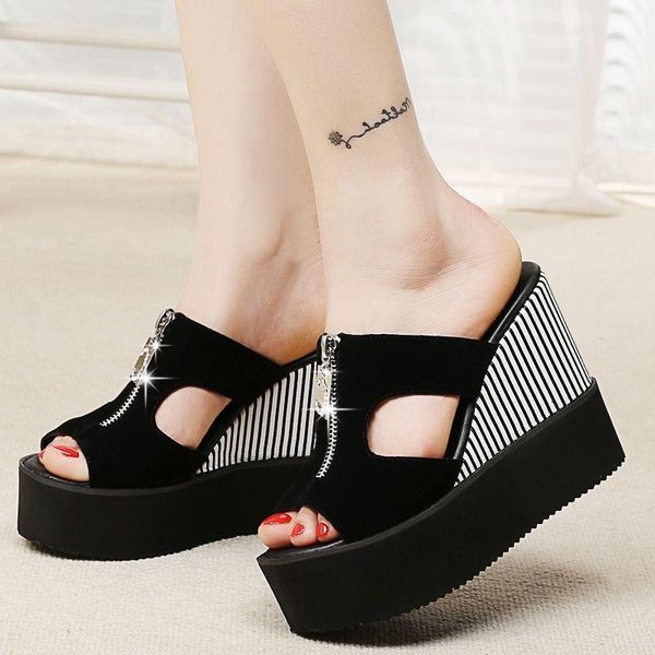 wedge sandals women summer elegant high platform slippers sandalias mujer solid heels 2021, Black
wedge sandals women summer elegant high platform slippers sandalias mujer solid heels 2021, Black