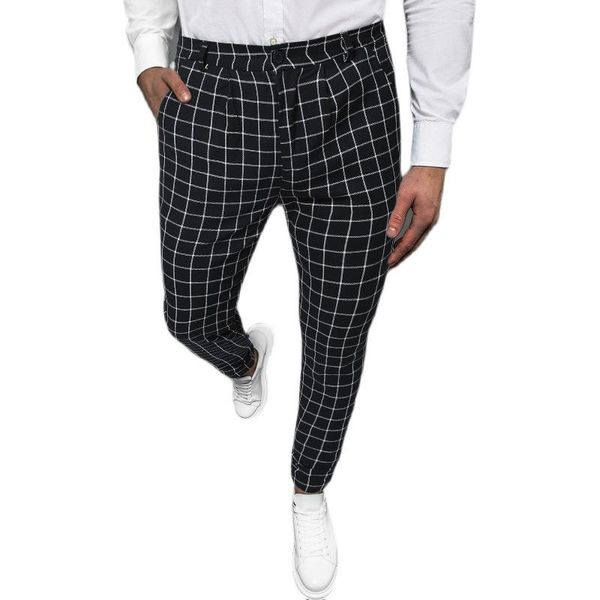 men's pants casual fashion clothing plaid pencil thin mid waist jogger trousers for men, Black
men's pants casual fashion clothing plaid pencil thin mid waist jogger trousers for men, Black