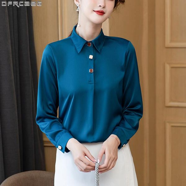 women's blouses & shirts spring summer long sleeve shirt women elegant ol smooth silk satin femme fashion korean clothes pink white blu
women's blouses & shirts spring summer long sleeve shirt women elegant ol smooth silk satin femme fashion korean clothes pink white blu