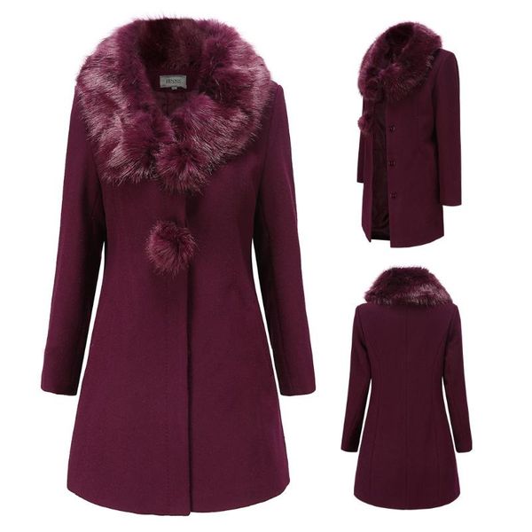 women's wool & blends wepbel warm winter coat woolen women large fur collar overcoat, Black
women's wool & blends wepbel warm winter coat woolen women large fur collar overcoat, Black