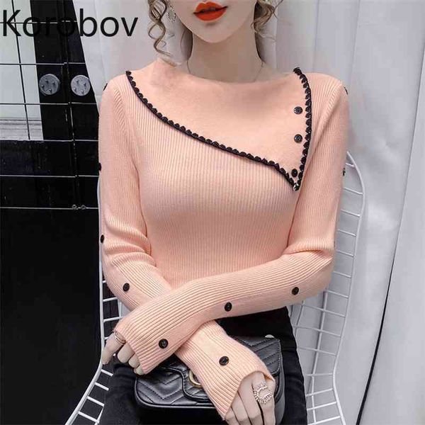 korobov slim sweaters contrast color big turn down collar long sleeve knitted pullover jumpers button design basic pull femme 210430, White;black
korobov slim sweaters contrast color big turn down collar long sleeve knitted pullover jumpers button design basic pull femme 210430, White;black