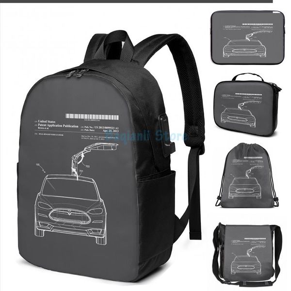 funny graphic print model x door patent art usb charge backpack men school bags women bag travel laptop
funny graphic print model x door patent art usb charge backpack men school bags women bag travel laptop