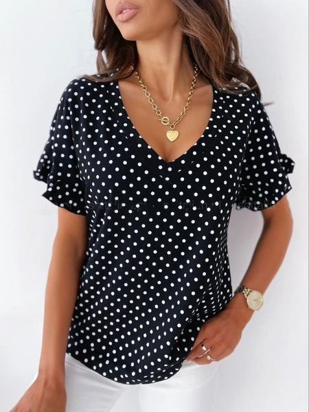 2021 summer new print simple casual t-shirt women's polka dot short sleeve top, White
2021 summer new print simple casual t-shirt women's polka dot short sleeve top, White