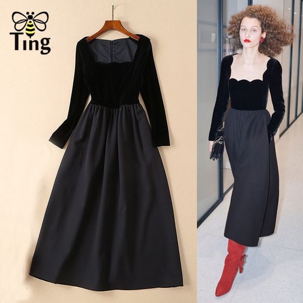 vintage elegant velvet party dresses women square collar midi long a line black dress celebrity retro designer vestidos 210513, Black;gray
vintage elegant velvet party dresses women square collar midi long a line black dress celebrity retro designer vestidos 210513, Black;gray