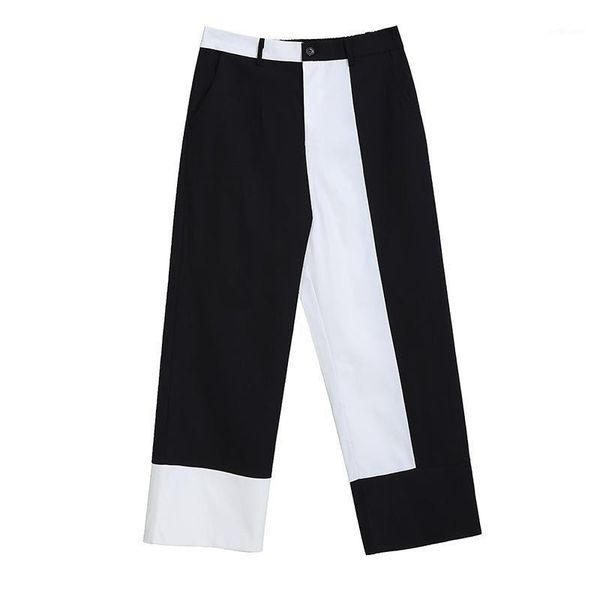 women's pants & capris hit color design black and white patchwork long straight high waist zipper ladies stylish streetwear trousers, Black;white
women's pants & capris hit color design black and white patchwork long straight high waist zipper ladies stylish streetwear trousers, Black;white