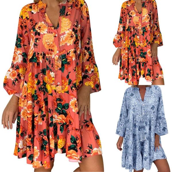 casual dresses 2021 autumn dress women button loose shirt long sleeve party elegant v neck floral print, Black;gray
casual dresses 2021 autumn dress women button loose shirt long sleeve party elegant v neck floral print, Black;gray