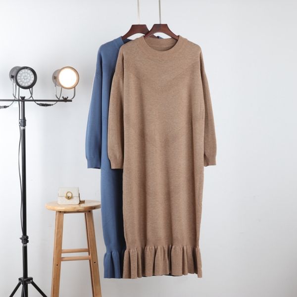 korean midi wool ruffles sweater dress autumn winter thickened knitting bottom dress womens o-neck long-sleeved knit 210420, Black;gray
korean midi wool ruffles sweater dress autumn winter thickened knitting bottom dress womens o-neck long-sleeved knit 210420, Black;gray