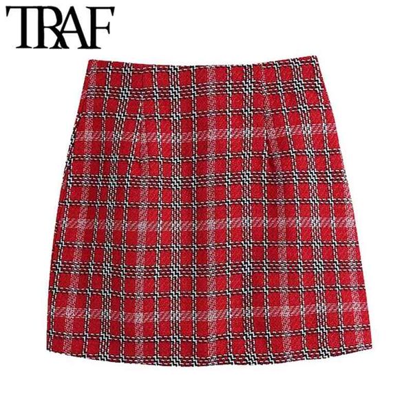 women chic fashion office wear check tweed mini skirt vintage high waist back zipper female skirts mujer 210507, Black
women chic fashion office wear check tweed mini skirt vintage high waist back zipper female skirts mujer 210507, Black