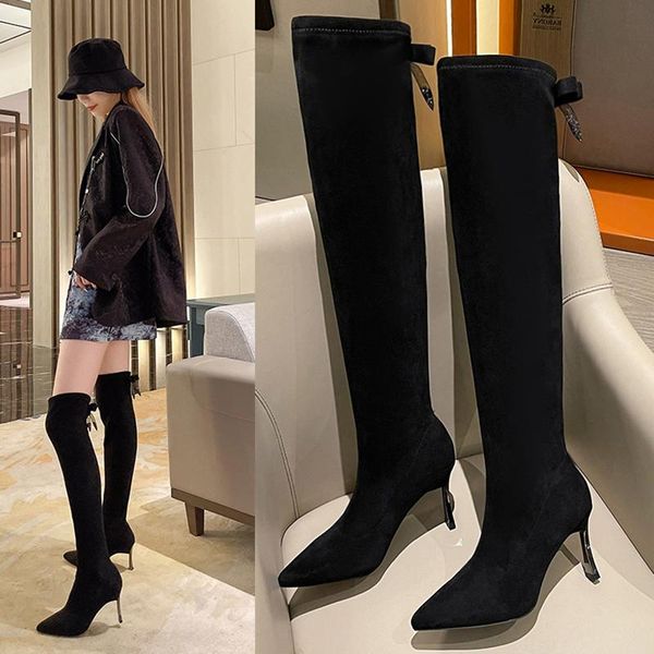 boots female long over-the-knee 2021 autumn and winter high leg boot stretch stiletto heel heels all-match pointed toe, Black
boots female long over-the-knee 2021 autumn and winter high leg boot stretch stiletto heel heels all-match pointed toe, Black