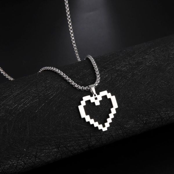chains my shape punk pixel heart necklaces for women men stainless steel geometric pendant necklace box chain fashion party jewelry, Silver
chains my shape punk pixel heart necklaces for women men stainless steel geometric pendant necklace box chain fashion party jewelry, Silver