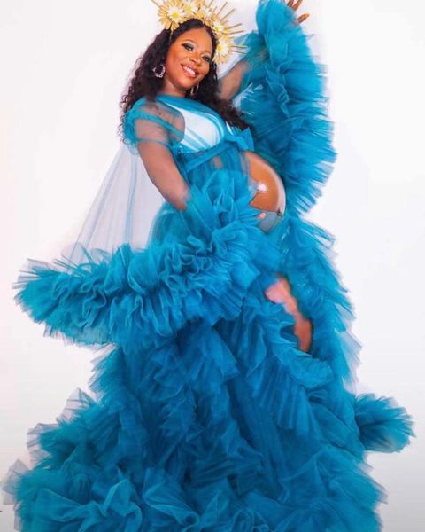 elegant bridal tulle blue maternity dresses plus size sheer see through puffy sleeve fluffy dressing gowns casual, Black;gray
elegant bridal tulle blue maternity dresses plus size sheer see through puffy sleeve fluffy dressing gowns casual, Black;gray