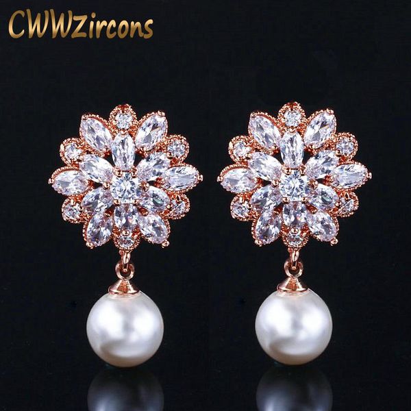 dangle & chandelier cwwzircons brand fashion cz crystal dangling drop pearl earring rose gold color cubic zirconia jewelry for women cz183, Silver
dangle & chandelier cwwzircons brand fashion cz crystal dangling drop pearl earring rose gold color cubic zirconia jewelry for women cz183, Silver