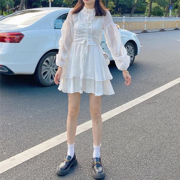autumn white women, japan and womens dresses south korea version of long sleeve two sets, lovely, sweet, Black;gray
autumn white women, japan and womens dresses south korea version of long sleeve two sets, lovely, sweet, Black;gray