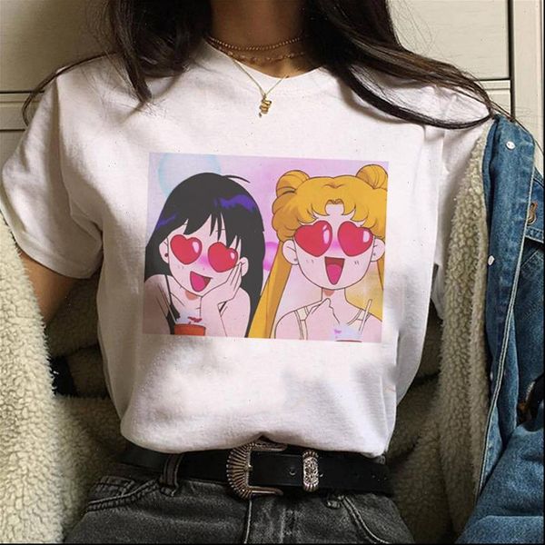women t shirts summer fashion sailor moon print tshirts harajuku aesthetic clothes kawaii short sleeve shirt casual, White
women t shirts summer fashion sailor moon print tshirts harajuku aesthetic clothes kawaii short sleeve shirt casual, White