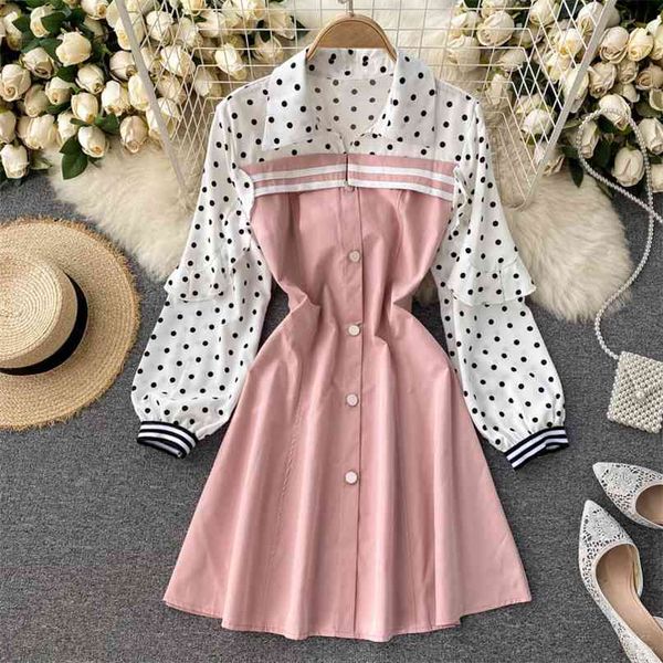 lady fashion sweet dot print long sleeve color splicing retro single buckle a-line dress women autumn winter vestidos q433 210527, Black;gray
lady fashion sweet dot print long sleeve color splicing retro single buckle a-line dress women autumn winter vestidos q433 210527, Black;gray