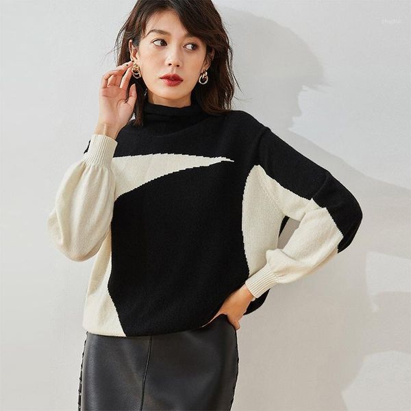 100% cashmere sweater women simple design patchwork turtleneck long sleeves ladies quality pullovers knitwear fashion women's sweaters, White;black
100% cashmere sweater women simple design patchwork turtleneck long sleeves ladies quality pullovers knitwear fashion women's sweaters, White;black