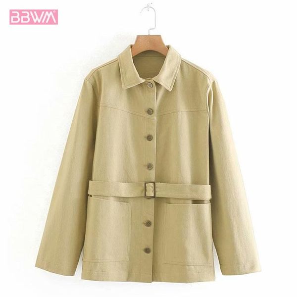 lapel vintage women's long sleeves jacket coat fashion with belt pockets are loose and casual female chic jackets, Black;brown
lapel vintage women's long sleeves jacket coat fashion with belt pockets are loose and casual female chic jackets, Black;brown